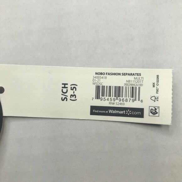 No Bo Junior's Wide Strap Off Shoulder Swim Top Multicolor Tropical Sm 3-5 New - Picture 4 of 14